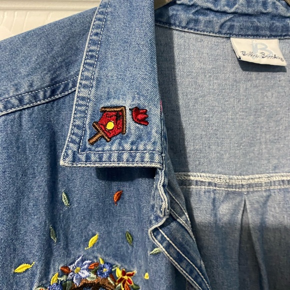 BOBBIE BROOKS embroidered jean jacket/button up size: large - Picture 6 of 10